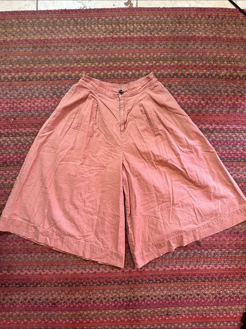Uniqlo DUSTY Rosewood Button-Front CULOTTE EXTRA WIDE LEG CROP